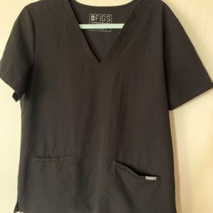 Figs Casma Scrub Top in Black